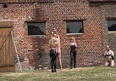 Silence or Suffer - Miss Suzanna Maxwell and Miss Courtney Dominate Talkative Slave Outdoors