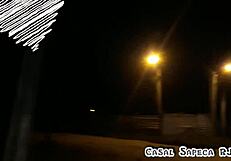 Sucking friend in moving car with open windows, husband filming