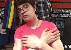 Niko Springs strips and flaunts his huge cock, man!