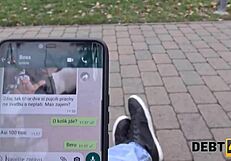 Debt4k collector fucks blonde milf in stockings while her future husband watches.