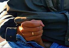 Naughty Hotwife Jerks Off on Road to Cum, Almost Caught