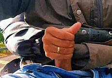 Naughty Hotwife Jerks Off on Road to Cum, Almost Caught