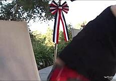 two blondes sharing a couch experience intimately.