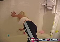 Hey, this summer slutty teen babe jerks off and sucks dick in POV striptease