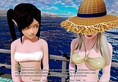 In the harem hotel game, anime characters engage in erotic encounters