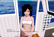 In the harem hotel game, anime characters engage in erotic encounters