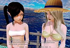 In the harem hotel game, anime characters engage in erotic encounters