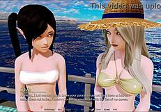 In the harem hotel game, anime characters engage in erotic encounters