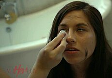 asian brunette petite lesbian scissoring by pool