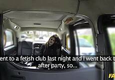 Kinky customer gets rough blowjob in fake taxi backseat with underwear fetish