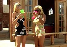 maxine x, loving her big tits and blonde charm with playful toys