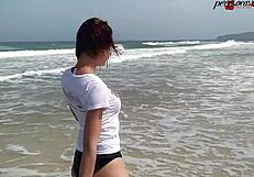 walking naked after tasty sex on southern beaches