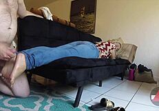 check out this epic asian footjob cumshot in heels?