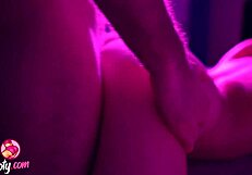 bubble booty girl gets sensual doggystyle spanking and riding in 3some closeup