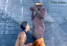 DaddyBlackXXX1 fucks EricSockz outdoors in the wild 😈