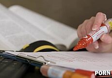 Annoying homework leads to hardcore anal fuck for college girl