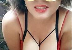 Sexy chubby sends porn to stepbrother and seduces him over