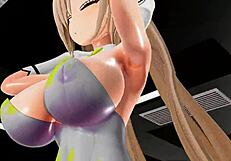 Blue archive Ichinose Asuna undresses dancing hentai blonde bunny girl big boobs MMD 3D yellow!