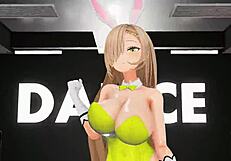 Blue archive Ichinose Asuna undresses dancing hentai blonde bunny girl big boobs MMD 3D yellow!