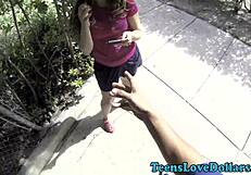 Teen Gets Jizzed For Money Outdoors