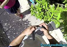 Teen Gets Jizzed For Money Outdoors