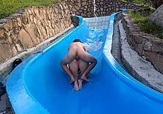 Stepsister Stuck in Pool Slide, Fucked Wildly Part 2