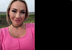 Big milkers barely hidden under tiny top in sneaky pov.