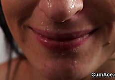 i watched this feisty idol getting a cum load on her face while sucking jizz