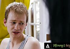 Hot Stepmom Catches Embarrassed Hung Teen Jerking Off and Drills Him Rough