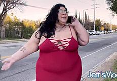 stranded fat slut crystal blue finds a chubby chaser to pick her up