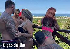 Wow, Blonde and Redhead Amateurs Bang in Balcony Orgy!