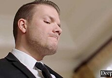 Deeper, how does submissive Demi handle rough domination and spanking?