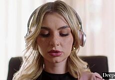 Deeper, how does submissive Demi handle rough domination and spanking?