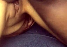 Amateur couple enjoys passionate sex with toys, dildo, fingering, and orgasm outdoors.