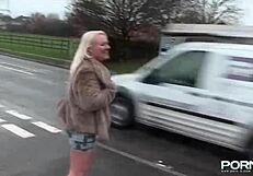 British Public Pissing with Shaved Petite Pussy!