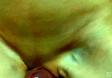 close up of virgin pussy dripping with cum after intense grinding and rubbing