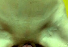 close up of virgin pussy dripping with cum after intense grinding and rubbing