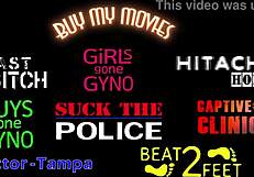 Giggles rubs her petite feet all over my huge cock at the beach