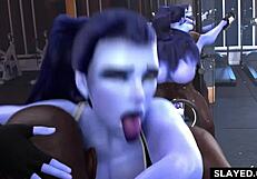 i watch as the black guy destroys widowmaker's pussy with his monster cock