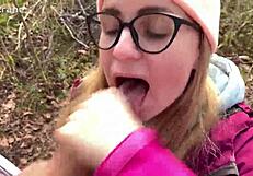 Sensual forest blowjob with cum in mouth finish