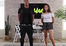 Exclamatory roar as Mick bends fresh 18 y o Michelle over to pound her bootylicious cheeks with first BBC!