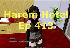 playing harem hotel 413 in 3d anime style at the hotel