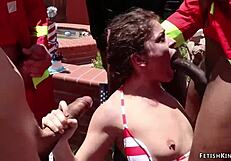 yo, check these firefighters dp banging an american slut in wild gangbang