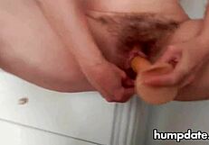 Wow, this hairy mature squirts with two toys inside! 💦