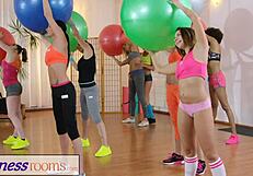 Gym Milf And Students Have Wet Lesbian Interracial Threesome!