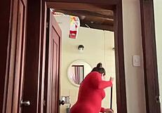 my cute neighbor is in the bathroom