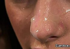 frisky babe gulps jizz facial