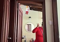 my cute neighbor is in the bathroom