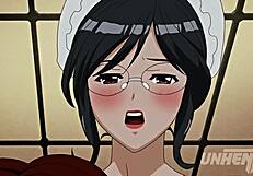 yo, watch this busty maid breastfeeding her boss in hentai