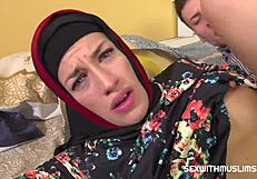 angry arab husband punishes his wife in the garage for her mistakes